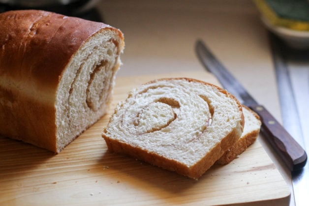 sliced cinnamon bread.