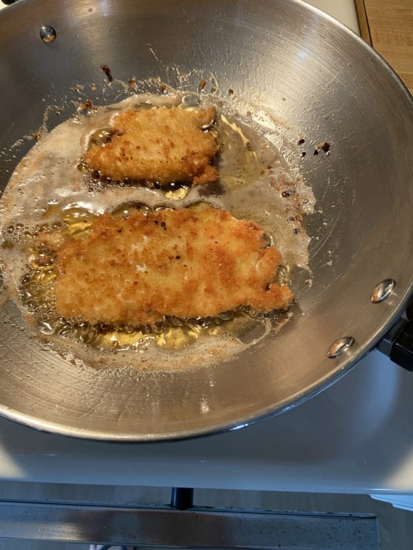 chicken katsu cooking.