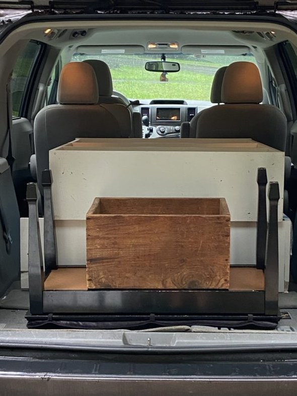 van loaded with furniture.