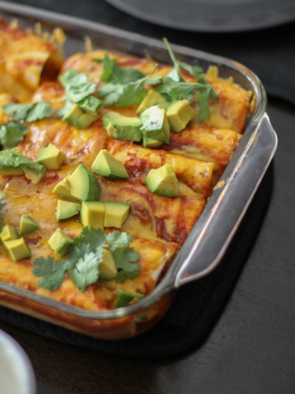 Make-Ahead Chicken Enchiladas with Red Sauce Cover Image